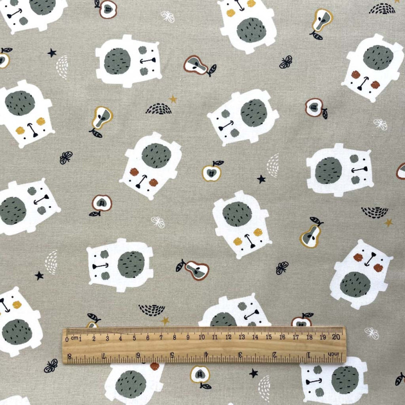 Printed Cotton GUGEO Greige / Mouse Gray